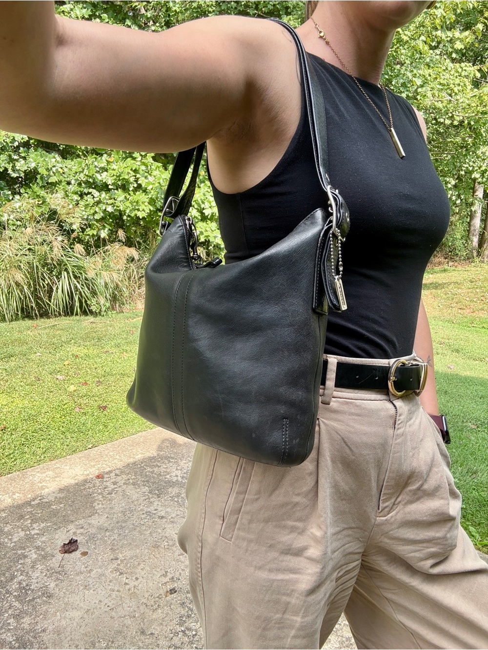 Vintage Coach 9326 Black Leather Hobo Shoulder Bag Y2K